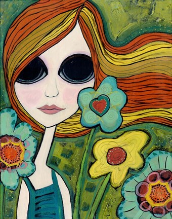 Framed Big Eyed Girl Shine Print