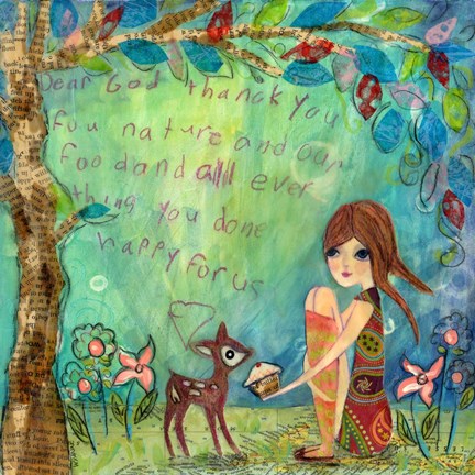 Framed Big Eyed Girl The Blessing Print