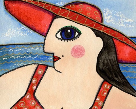 Framed Big Fashion Diva At The Beach Print