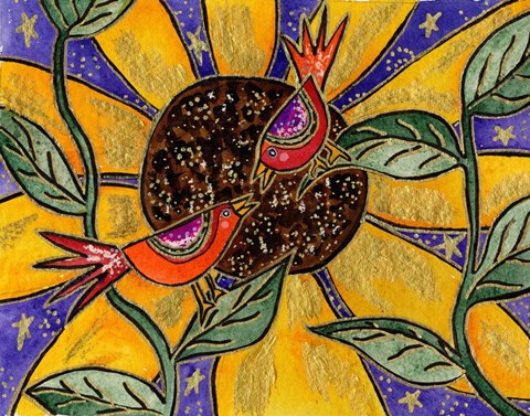 Framed Birdies And Sunflower Print