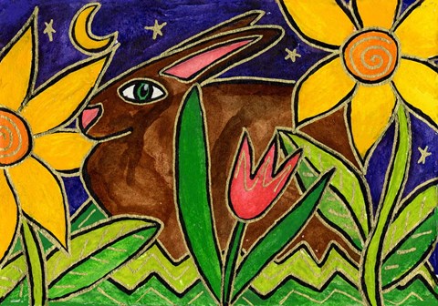 Framed Bunny At Midnight Print