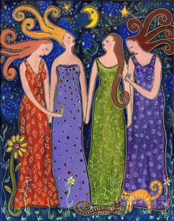 Framed Four Big Diva Friends Print