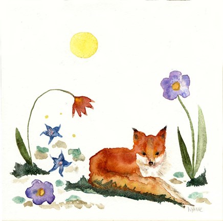 Framed Little Fox In The Garden Print