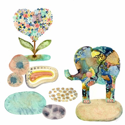 Framed Stepping Stones Elephant Print