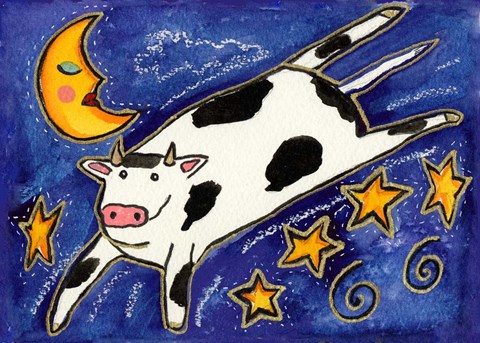 Framed Cow That Jumped Over The Moon Print