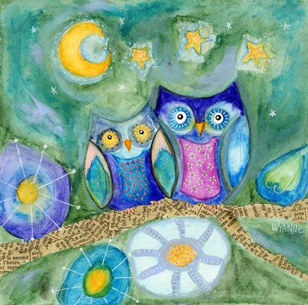Framed Wishing the Night Away Owls Print