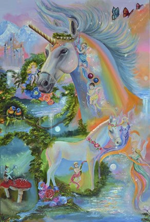 Framed Rainbow Unicorns Print