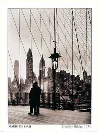 Framed Brooklyn Bridge 1955 Print