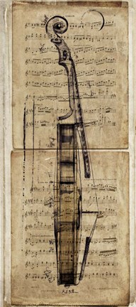 Framed Violin Music Print