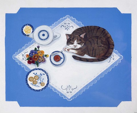 Framed Tabby Loves Breakfast Print