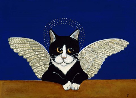 Framed Angel Cat Print