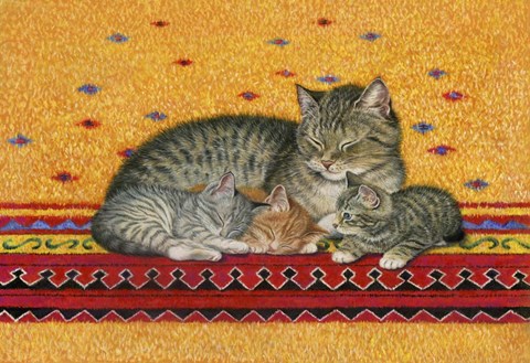 Framed Mother And Kittens Print