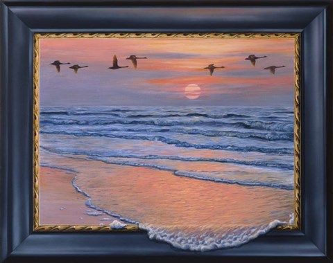 Framed Sundown With Swans Print