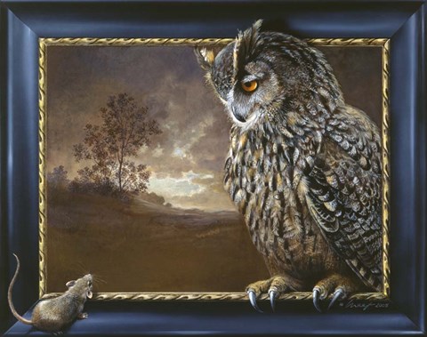 Framed Eagle Owl And Mouse Print