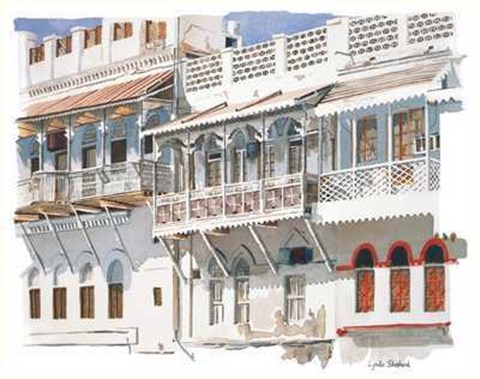 Framed Arabian Balconies Print
