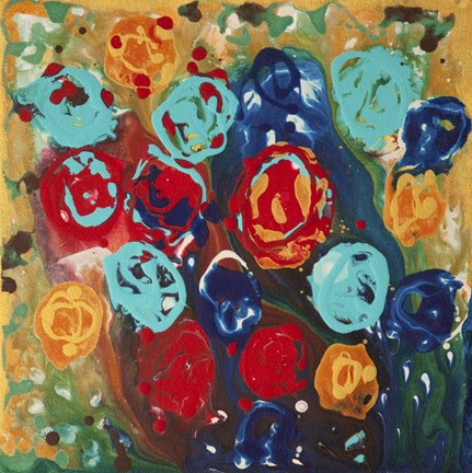 Framed Abstract Flowers 3 - Canvas 1 Print