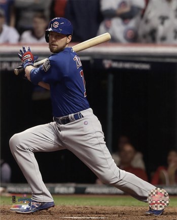 Framed Ben Zobrist RBI Double Game 7 of the 2016 World Series Print