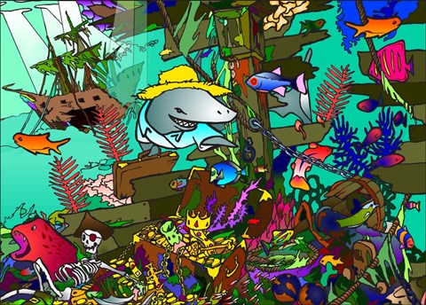 Framed Underwater Shark Print