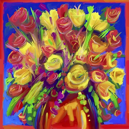 Framed Pop Flowers 215 Print