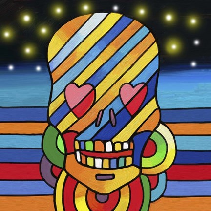 Framed Pop Skull Stripes Print