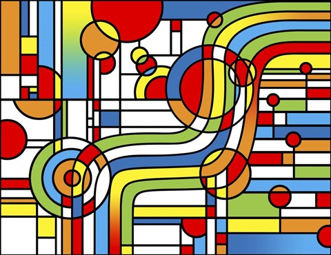 Framed Pop Art Stripes Curve Print