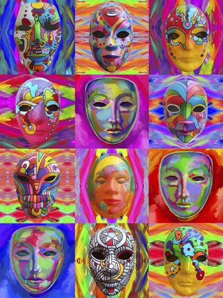 Framed Pop Art Masks Print