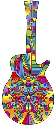 Framed Pop Art Guitar Butterfly Print