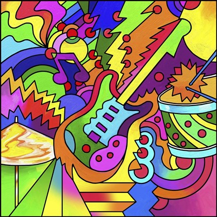 Framed Pop Art Guitar Drum Print
