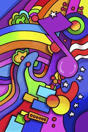 Framed Pop Art Guitar Note Print