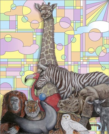 Framed Art Deco Zoo Print