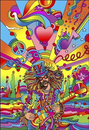 Framed Hippie Musician 3 Print