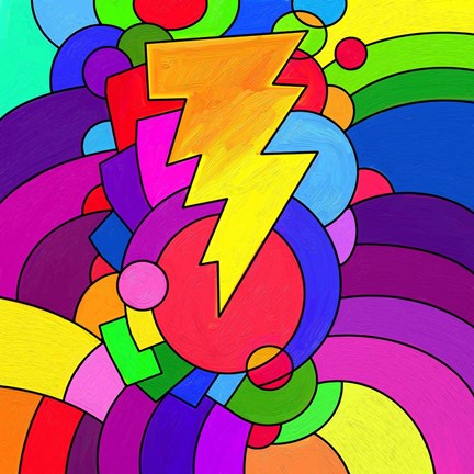 Framed Pop Art Lightening Bolt Print