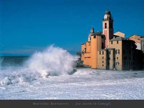 Framed Sea Storm in Camogli Print