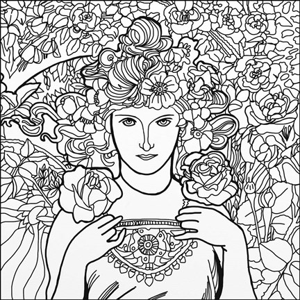 Framed Mucha Lady 2 Print