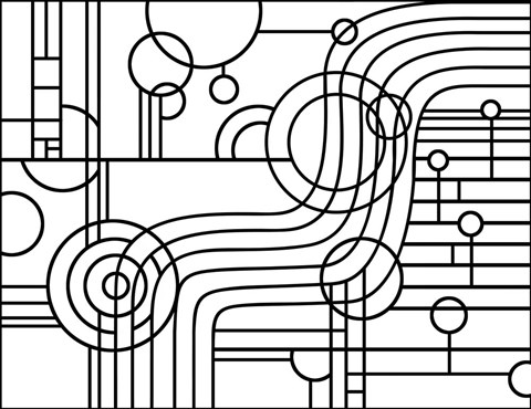 Framed Stripes Curves Print