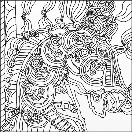 Framed Carousel Pony 1 Lineart Print