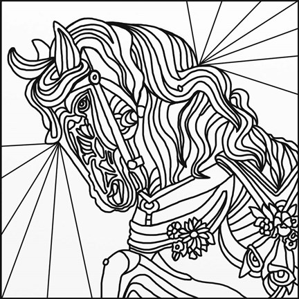 Framed Carousel Pony 2 Lineart Print