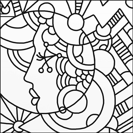 Framed Circle Lady 316 Lineart Print