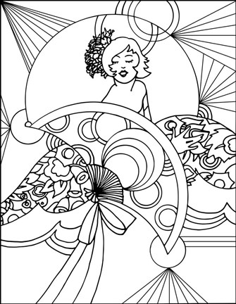 Framed Circle Lady Lineart Print