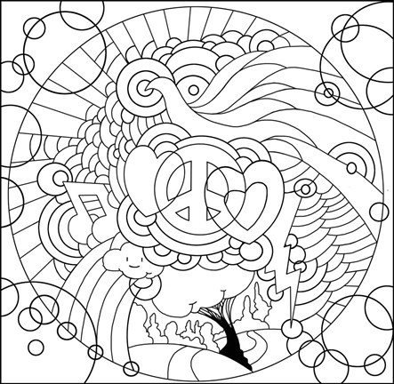 Framed Peace Love Music Circle Print