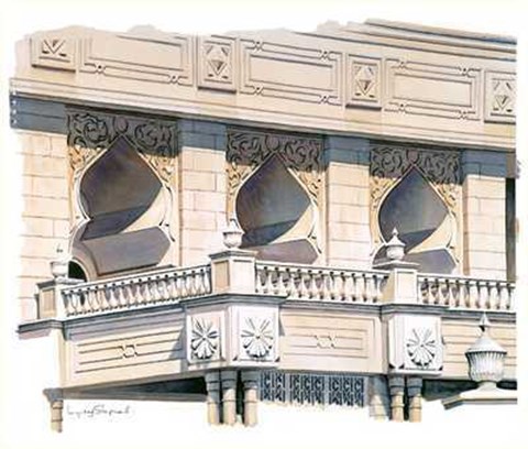 Framed Sunlit Arches, Arabia Print