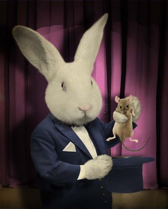 Framed Rabbit Magician Print