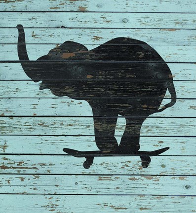 Framed Elephant On Skateboard Print