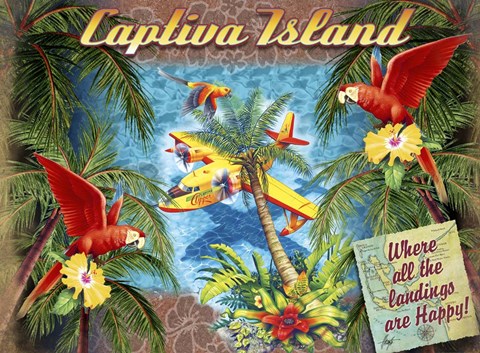 Framed Parrot Palm Clipper Print