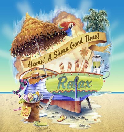 Framed Shore Good Time Boat Print