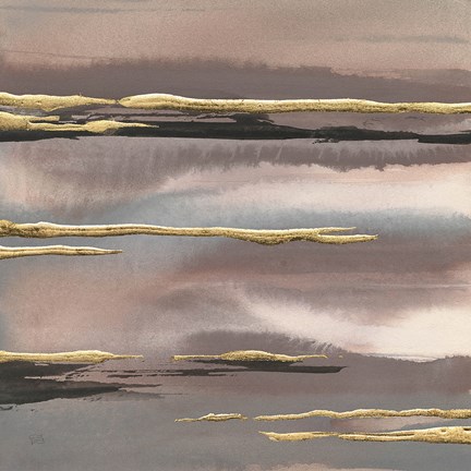 Framed Gilded Morning Fog I Gold Print