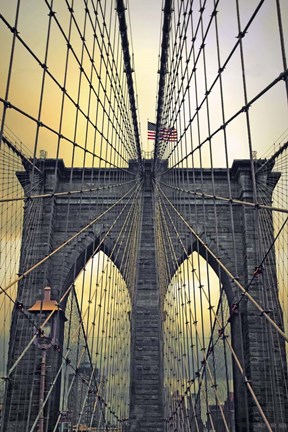 Framed Brooklyn Bridge Twilight Print