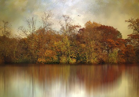 Framed Autumn on a Pond Print