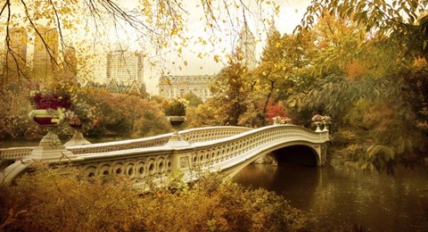 Framed Autumn at Bow Bridge Print