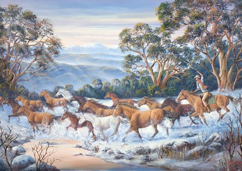 Framed Man From Snowy River Print